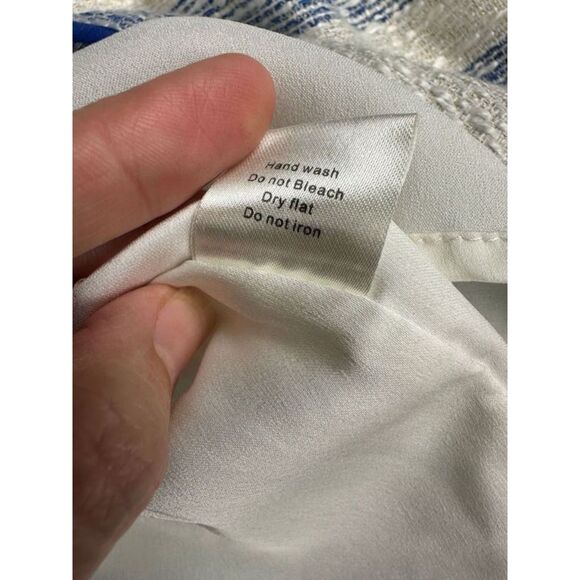 Line & Dot Kelly Mini Mini Dress in Sky Striped Size L Open Back Sexy Chic - Picture 10 of 12